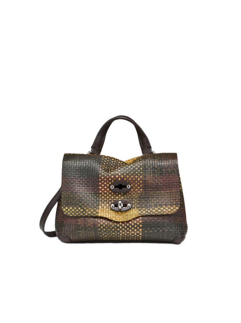 Zanellato Postina® Baby Bag In Printed Leather, Green Prunno