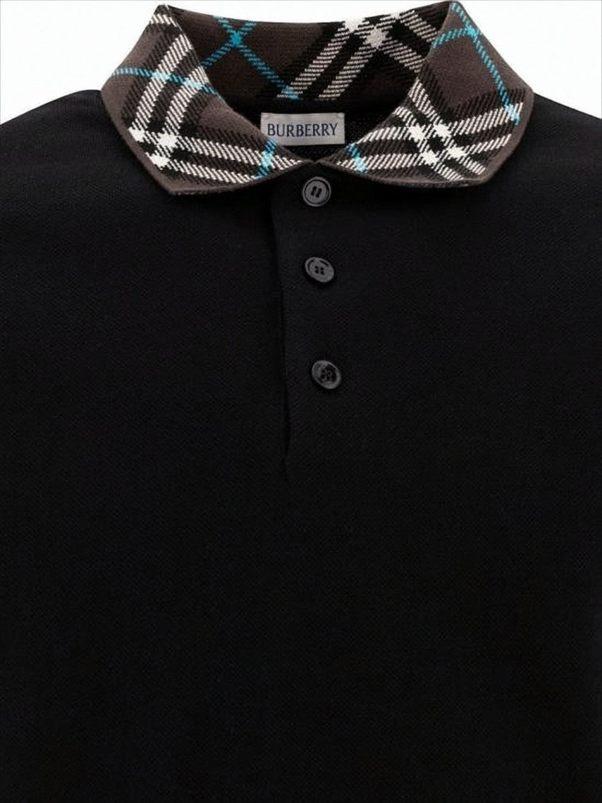 Burberry Polo Shirt With Distinctive Plaid Collar