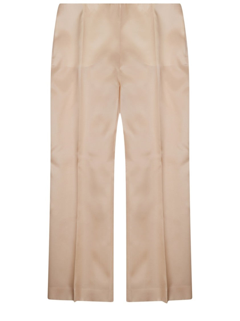 Alberta Ferretti Silk Straight Leg Creases Trousers