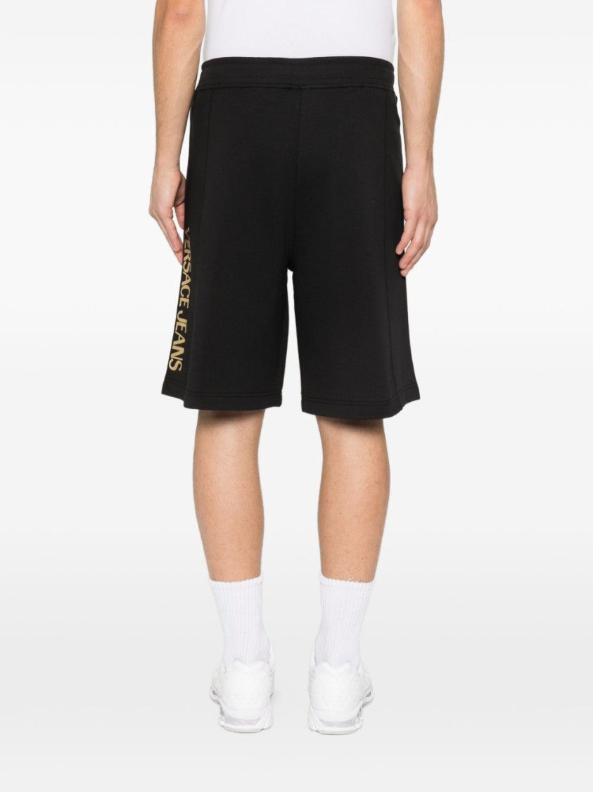 Versace Jeans Couture Relaxed Fit Black Shorts With Gold Accents