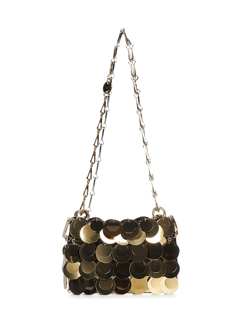 Rabanne Golden Shoulder Bag With Shimmering Metal Discs