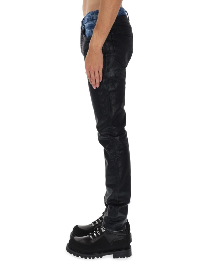 Purple Brand Two-Tone Slim Distressed Jeans