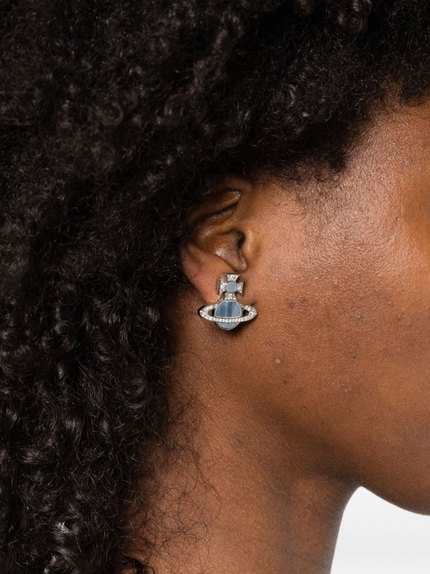 Vivienne Westwood Orb Motif Crystal Embellished Silver-Tone Stud Earrings