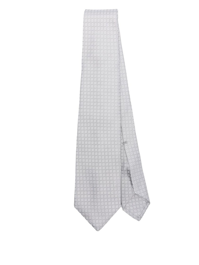 Barba Grey Tie With Subtle Geometric Pattern