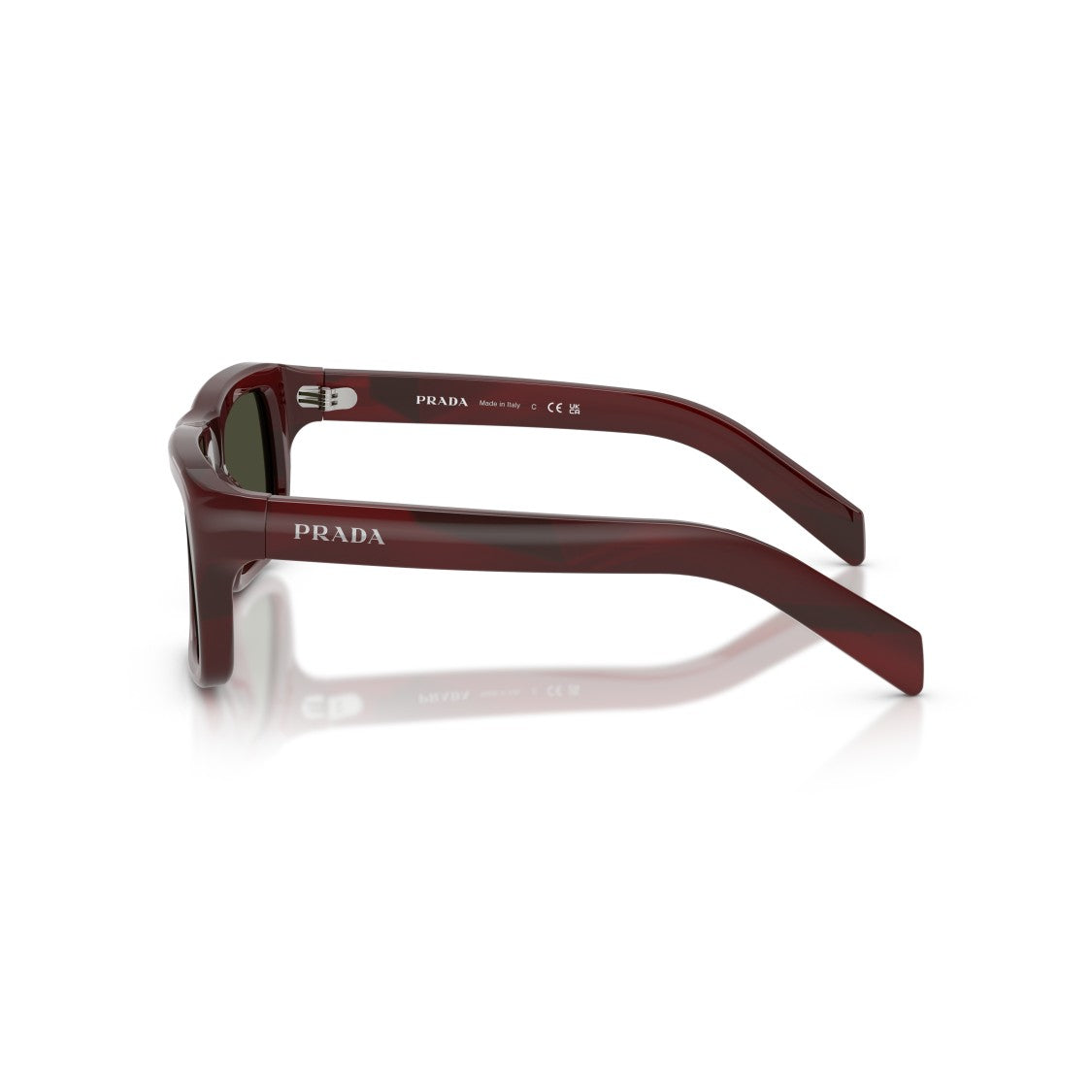 Prada 0Pr D11s Thick Burgundy Rectangular Acetate Sunglasses
