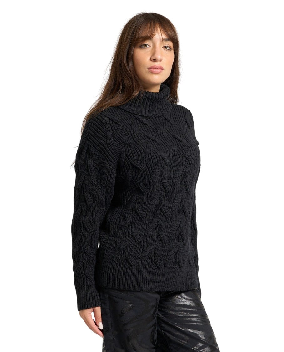 Armani Exchange Knit Turtleneck Sweater With Cable Pattern