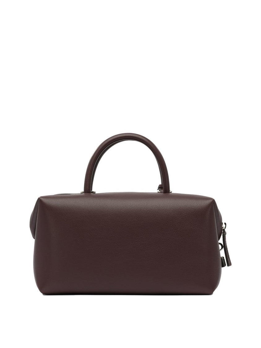 Max Mara Burgundy Calfskin Leather Satchel Handbag