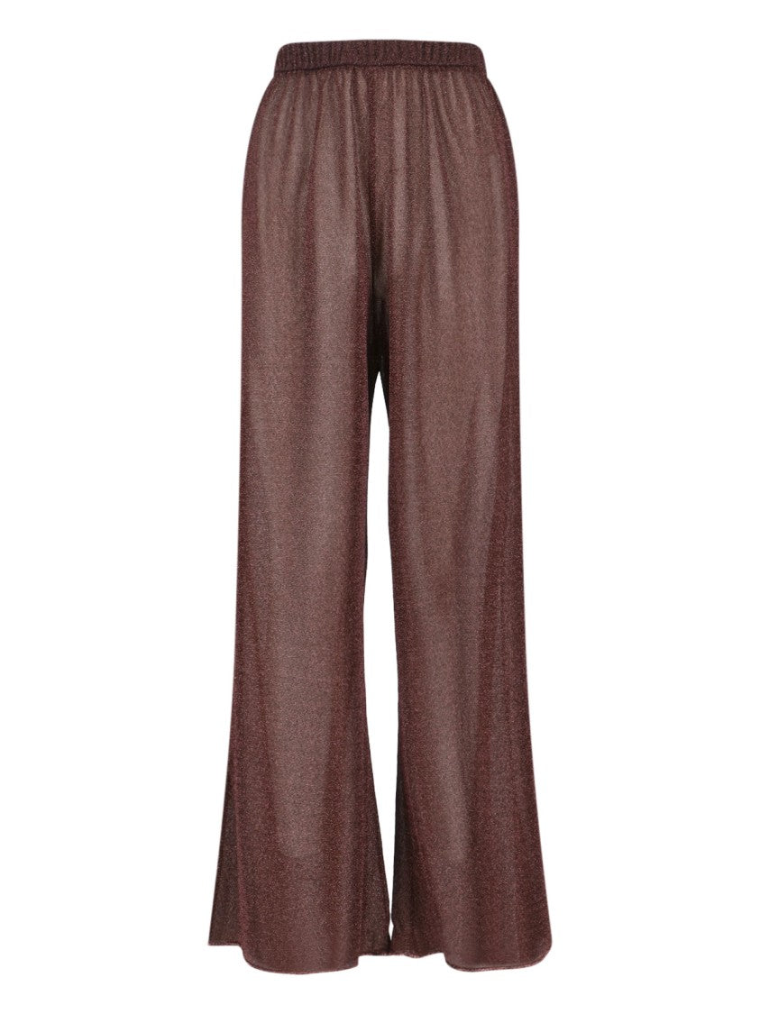 Oséree "Lumière" Trousers In Semi-Transparent Brown Metallic Fabric