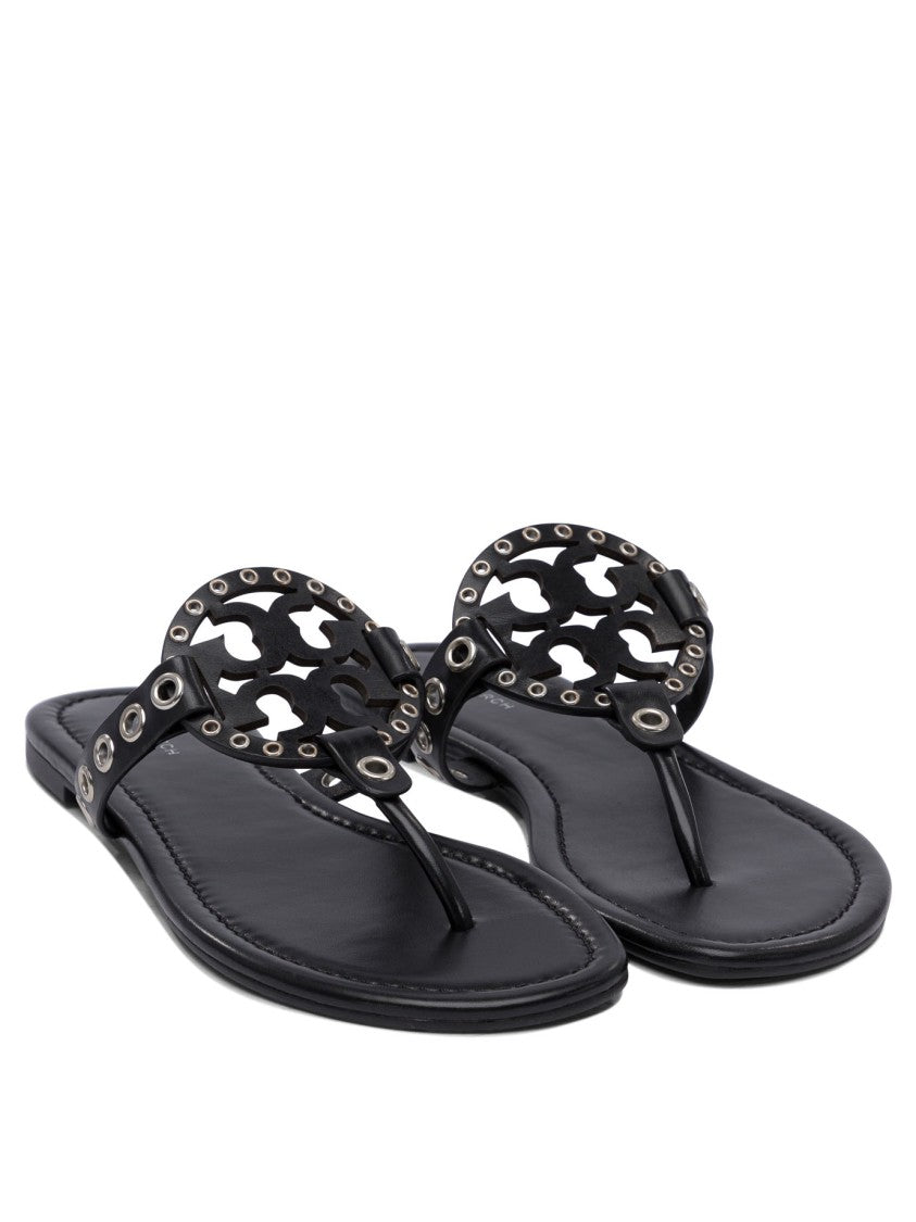 Tory Burch Bovine Leather Sandals With Decorative Cutouts
