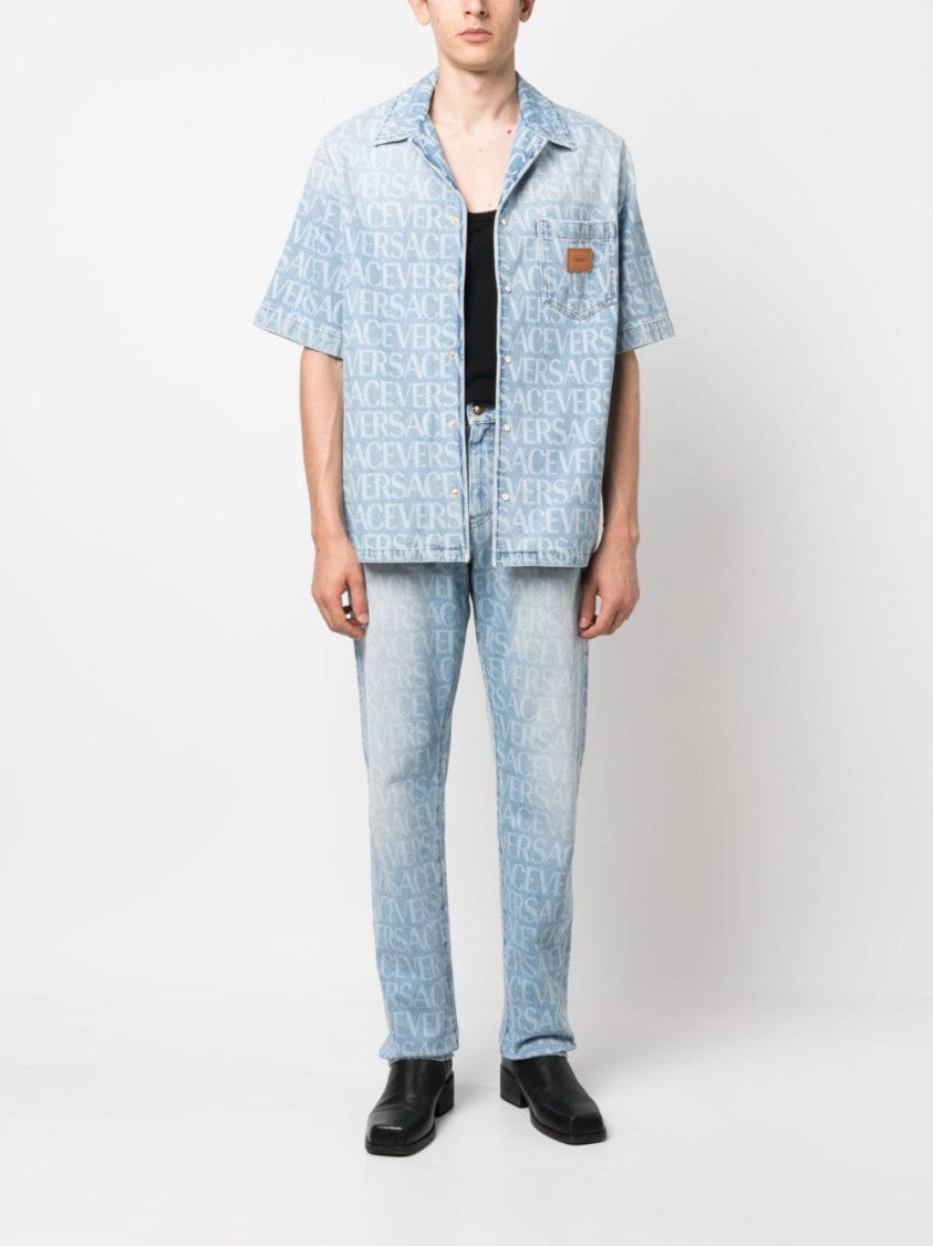 Versace Logo-Print Jeans With Classic Five-Pocket Design