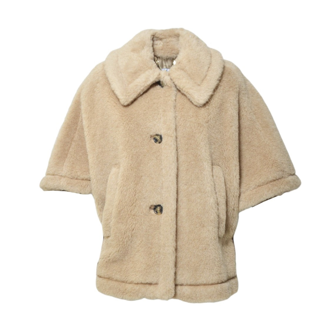 Max Mara Teddy Tenebre4 Cape In Beige Alpaca