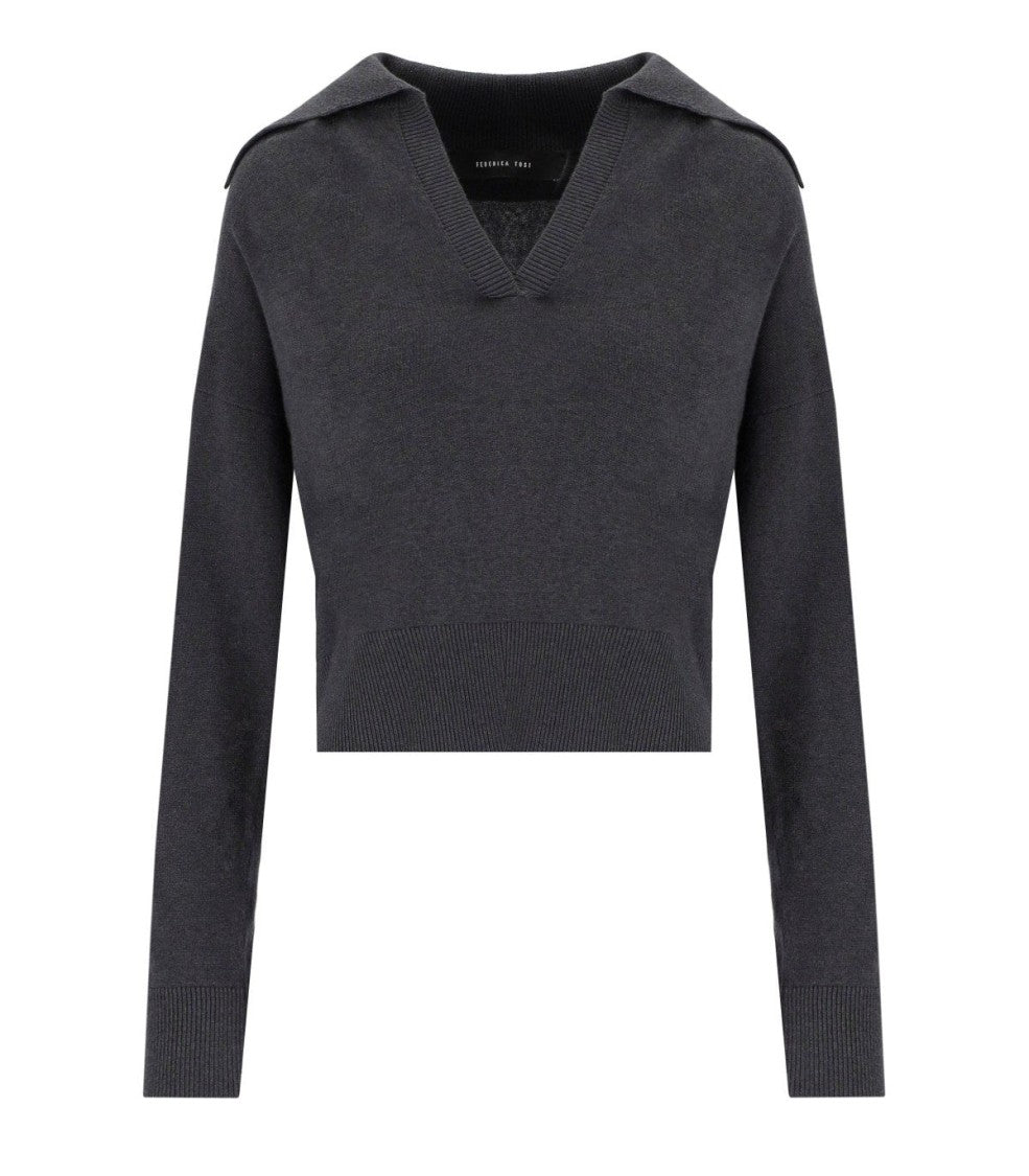 Federica Tosi Dark Grey Polo Sweater