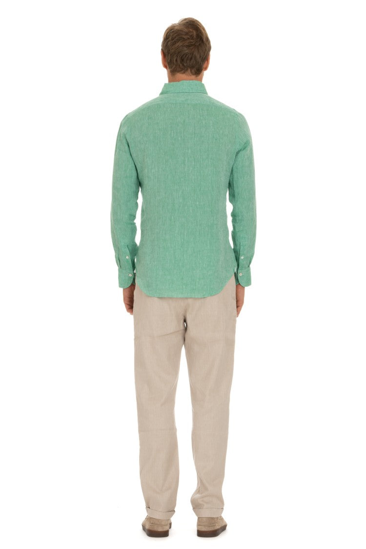 Finamore Linen Shirt With Paramontura Collar