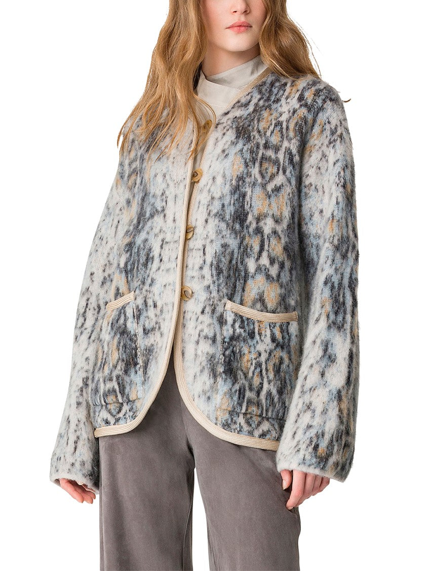 Forte Forte Python-Patterned Alpaca Jacquard Short Coat