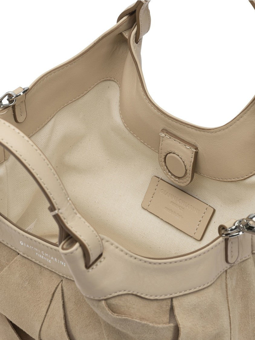 Gianni Chiarini Woven Suede And Leather Handbag With Detachable Strap