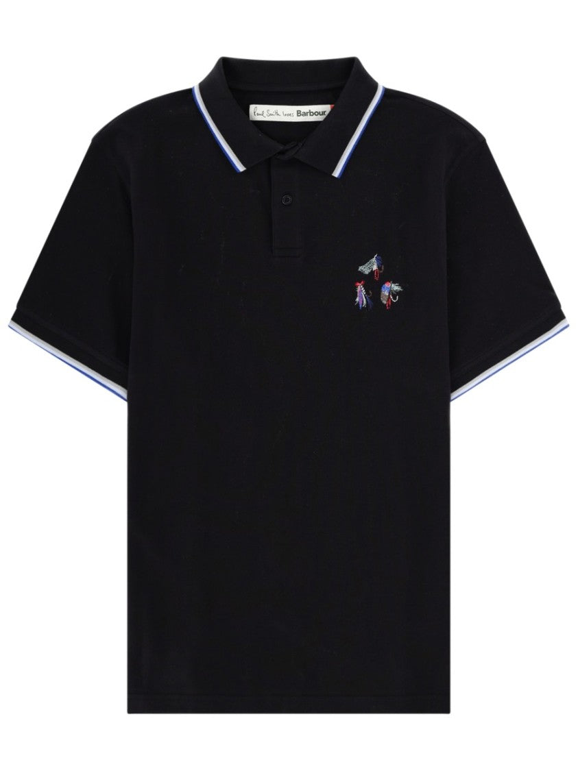 Paul Smith X Barbour Black Premium Cotton Striped Polo Shirt