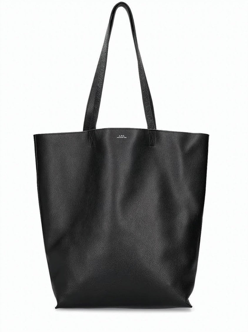 A.P.C. Spacious Black Calf Leather Tote Bag