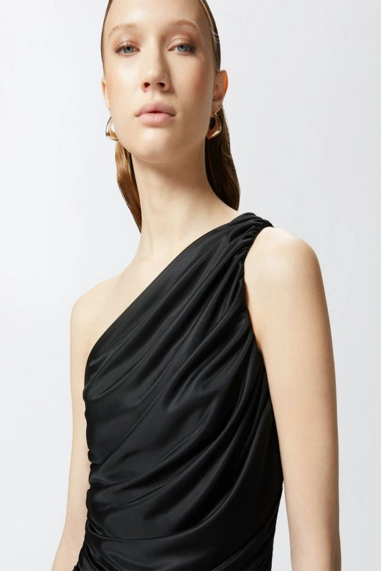 Pinko One-Shoulder Draped Top With Ruched Detailing