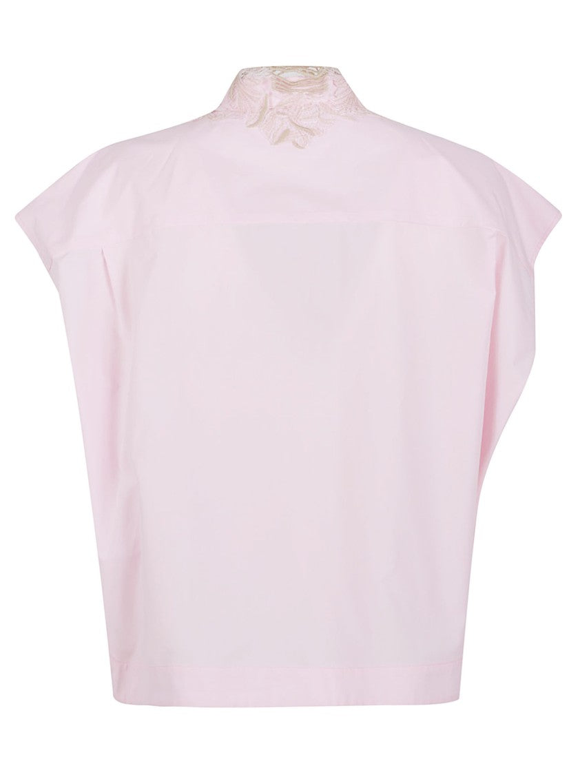 Fabiana Filippi Boxy Short-Sleeved Shirt With Lace Embroidery