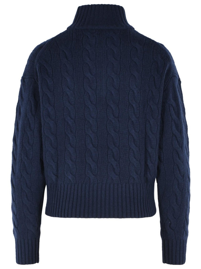 Polo Ralph Lauren Navy Blue Wool And Cashmere Sweater