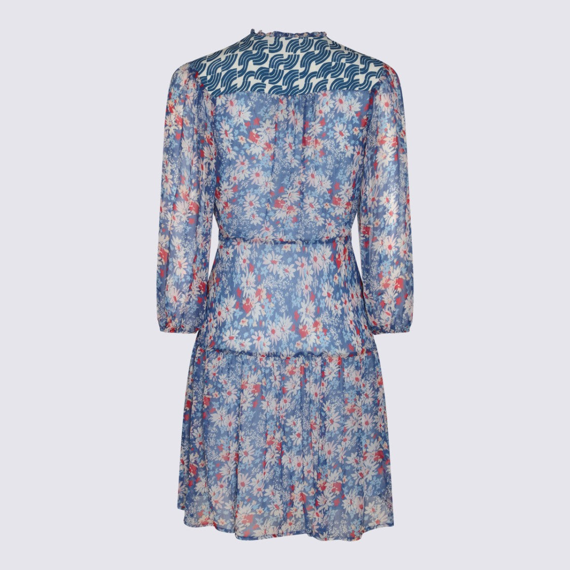 Rixo Floral-Print Short Dress With V-Neck And Tie Detail