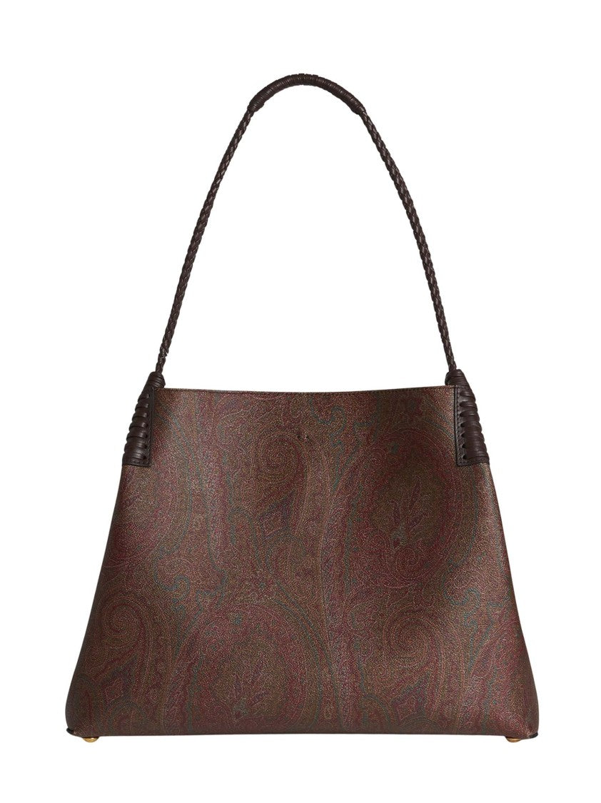 Etro Medium Brown Paisley Jacquard Shopping Bag