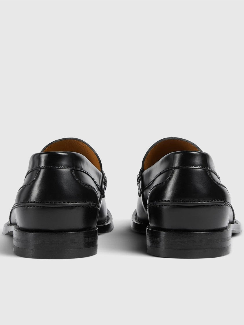 Gucci Black Terenze Silver Horsebit Leather Loafers