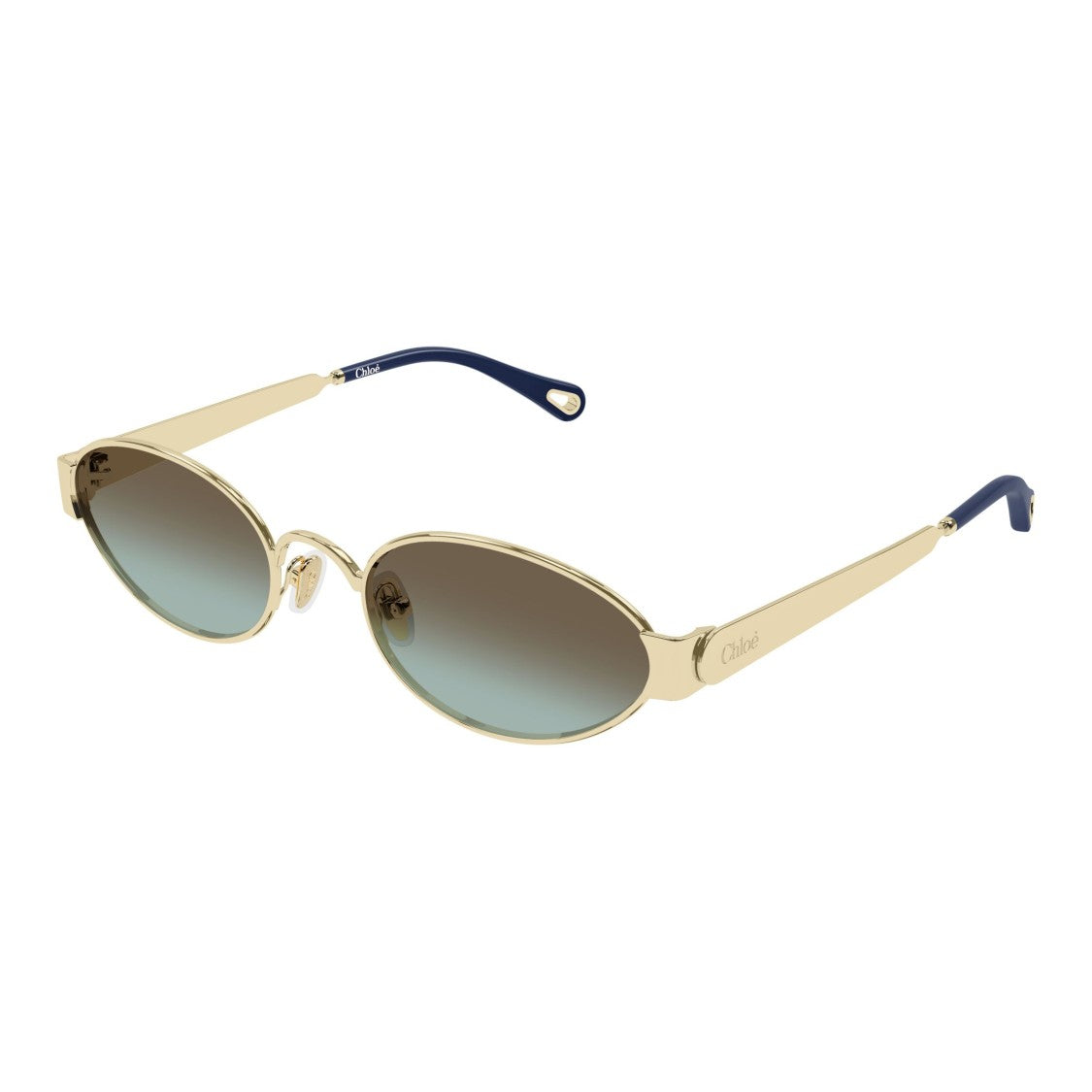 Chloé Oval Metallic Gold Sunglasses With Gradient Lenses