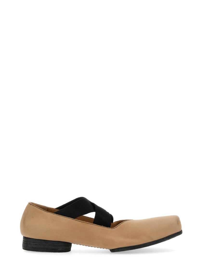 Uma Wang Square Toe Elastic Cross Strap Flats