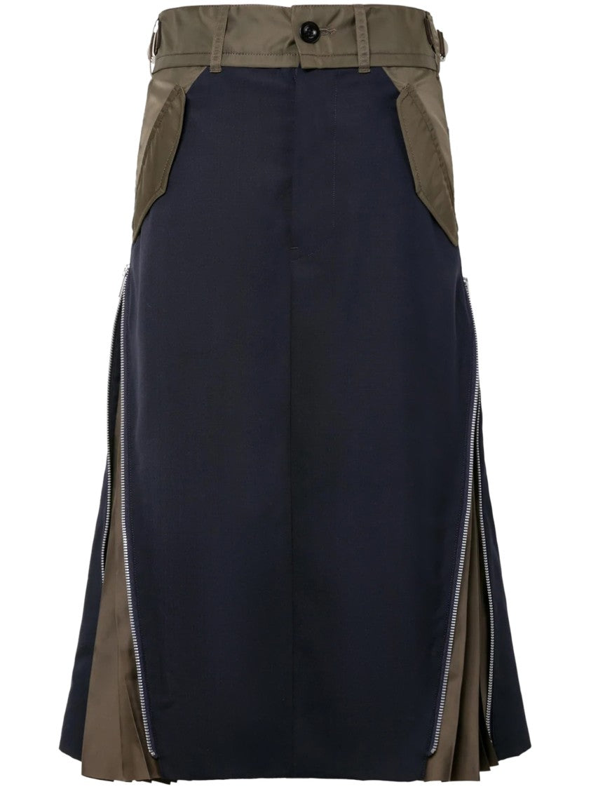 Sacai Tailored Suiting Mix Skirt With Textured Blend