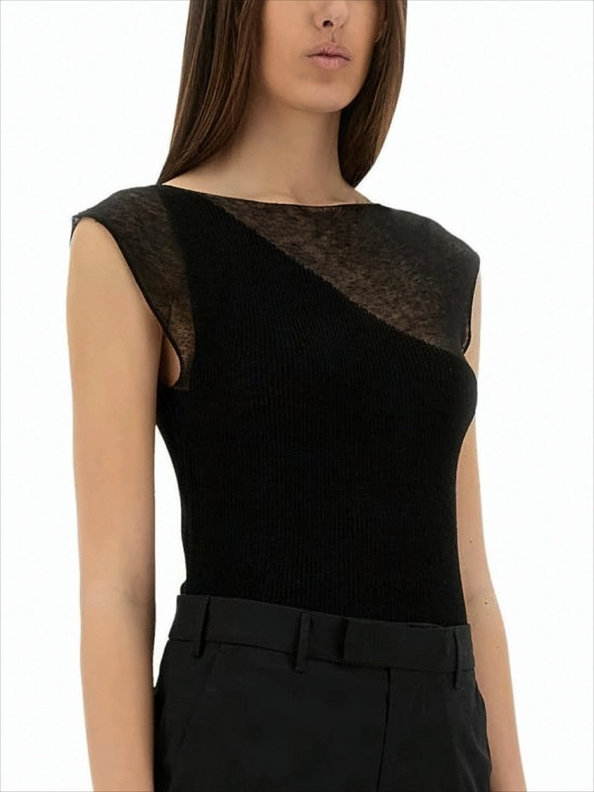 Paloma Wool Fitted Sleeveless Top With Diagonal Sheer Panel