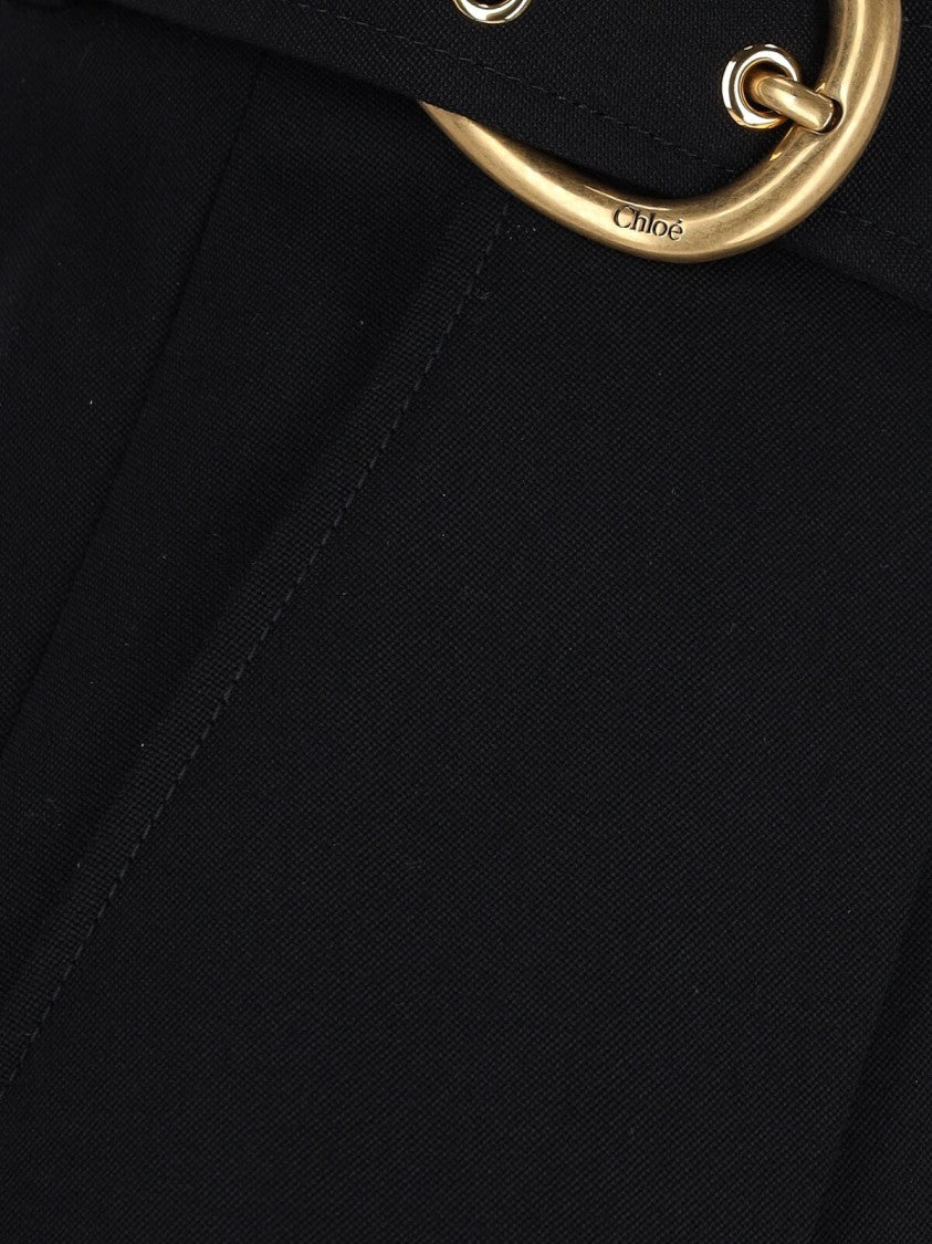 Chloé Cut-Out Trousers In Black Virgin Wool