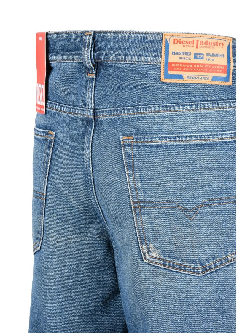 Diesel Blue Cotton Loose Fit Jeans