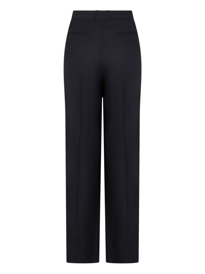 Pt Torino Tailored Navy Blue Trousers With Concealed Fastening And Straight-Leg Cut