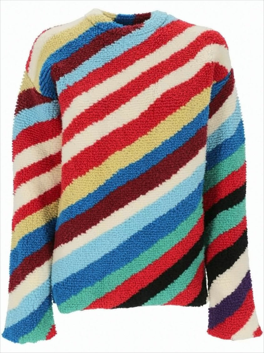 Bottega Veneta Textured Diagonal Striped Knit Sweater