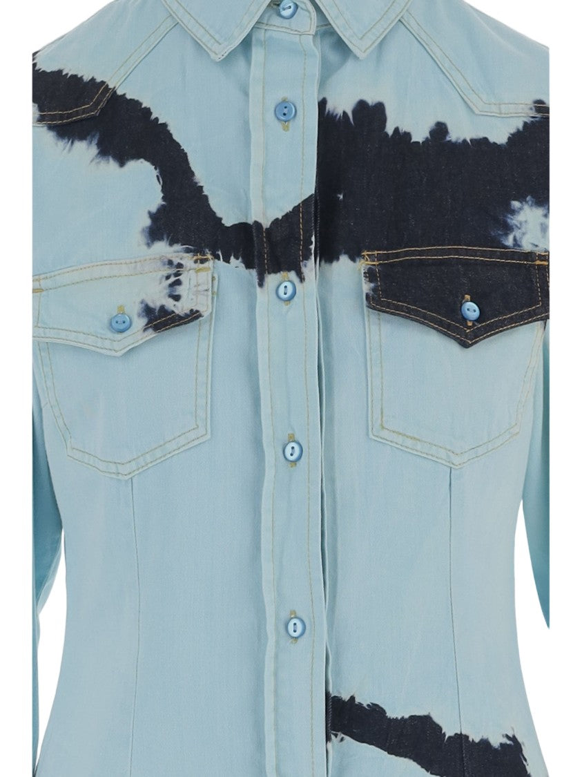 Don't @ Me Light Blue Tie-Dye Cotton Shirt