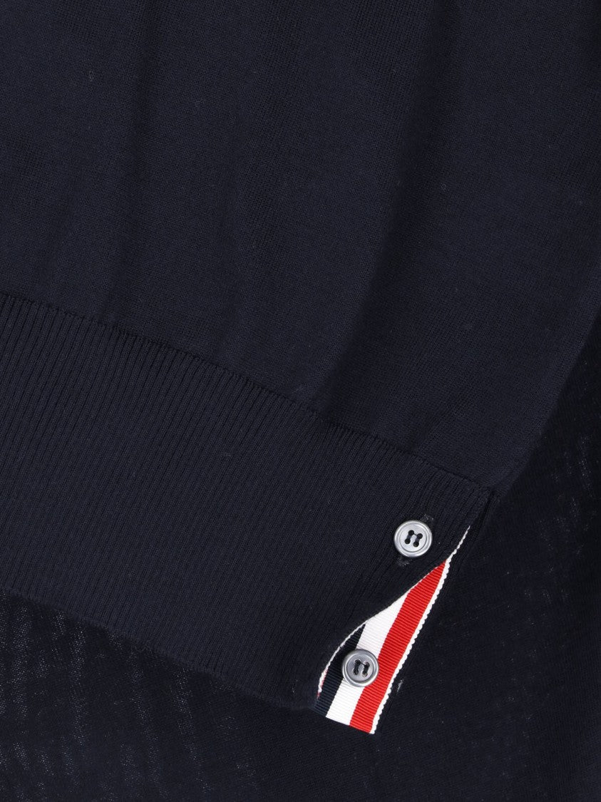 Thom Browne Short-Sleeved Fitted Polo Shirt With Sporty Stripes