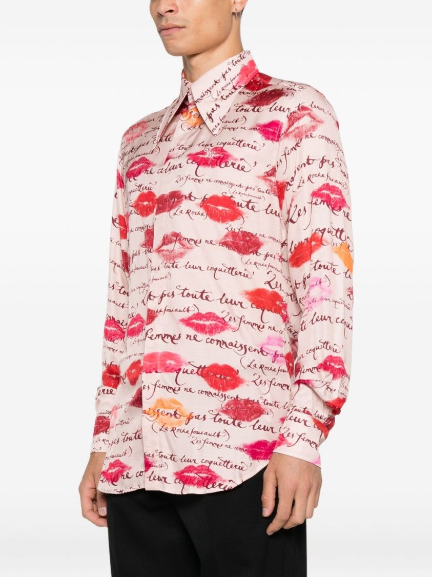 Vivienne Westwood Light Pink Lips Print Casual Shirt