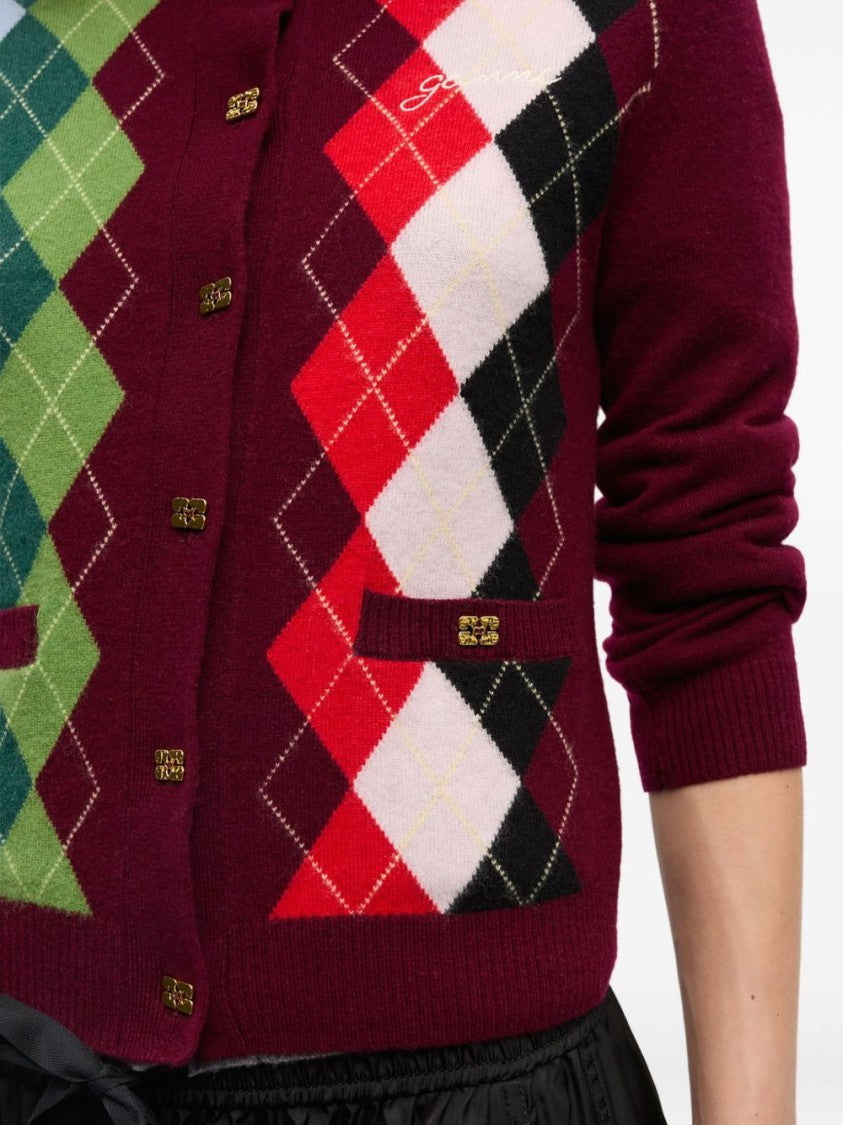 Ganni Argyle Pattern Merino Wool And Cashmere Sweater