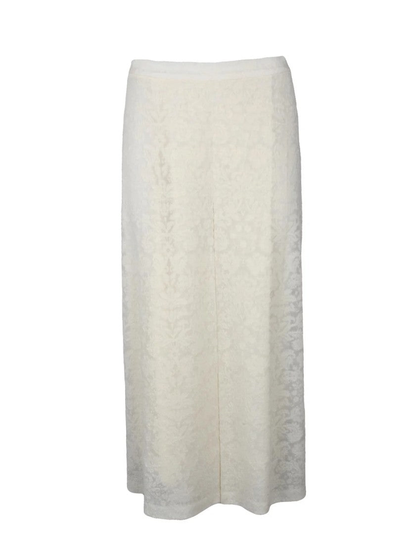 Philosophy Di Lorenzo Serafini White Floral Jacquard Wool-Blend Midi Skirt