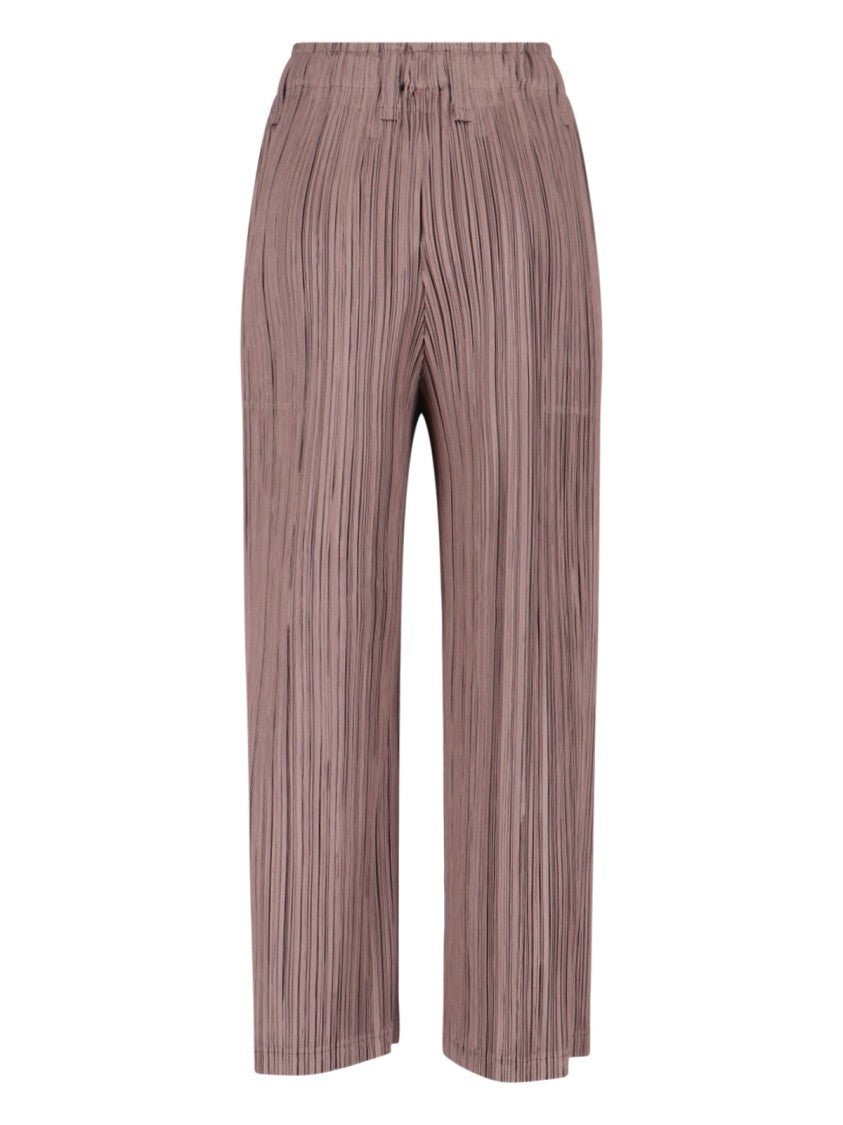 Pleats Please Brown Pleated Trousers With Tailored Silhouette