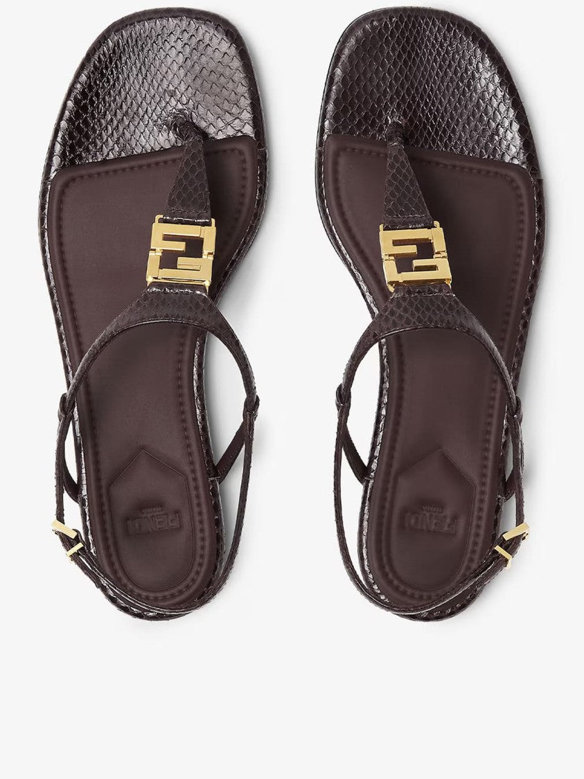 Fendi Fold Ayers Brown Thong Sandals