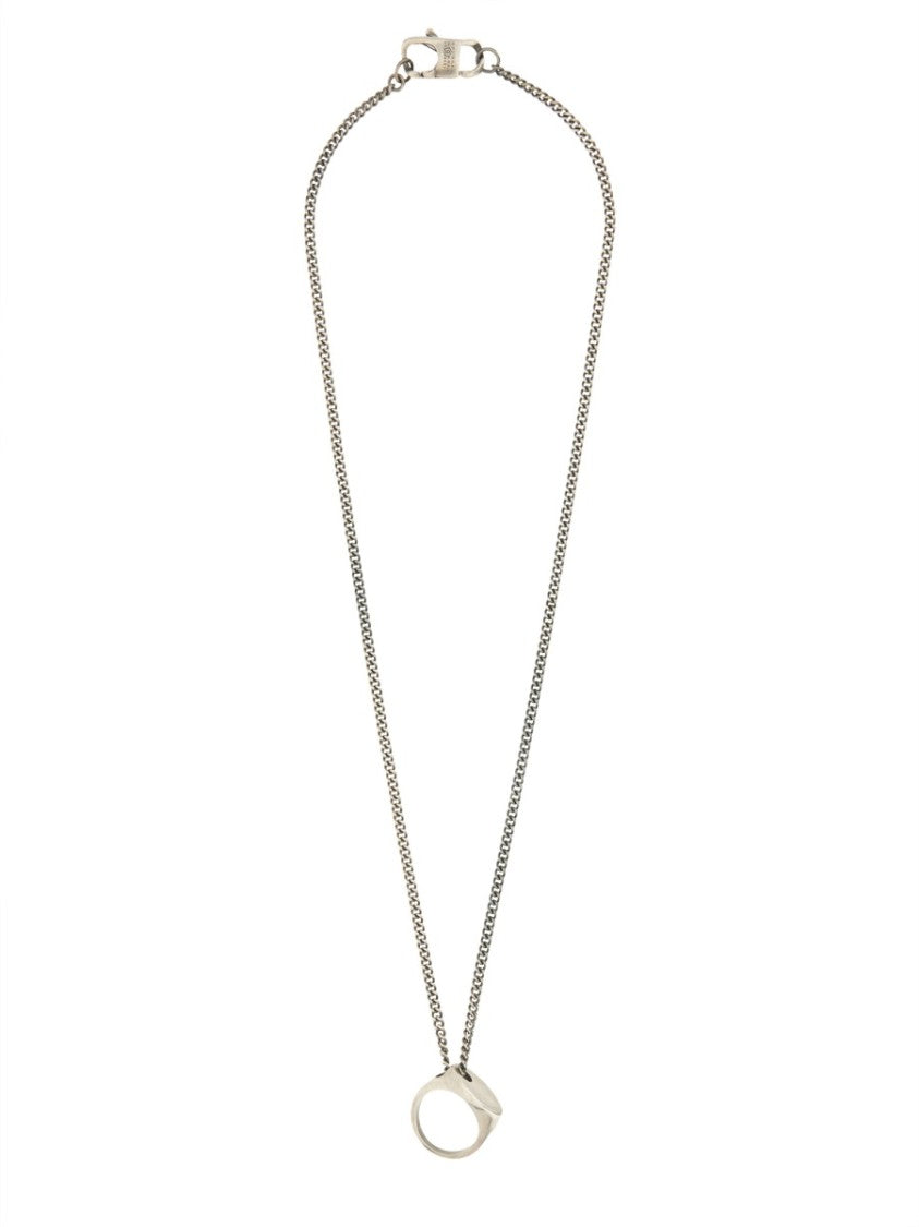 Mm6 By Maison Margiela Brass Necklace With Ring Pendant