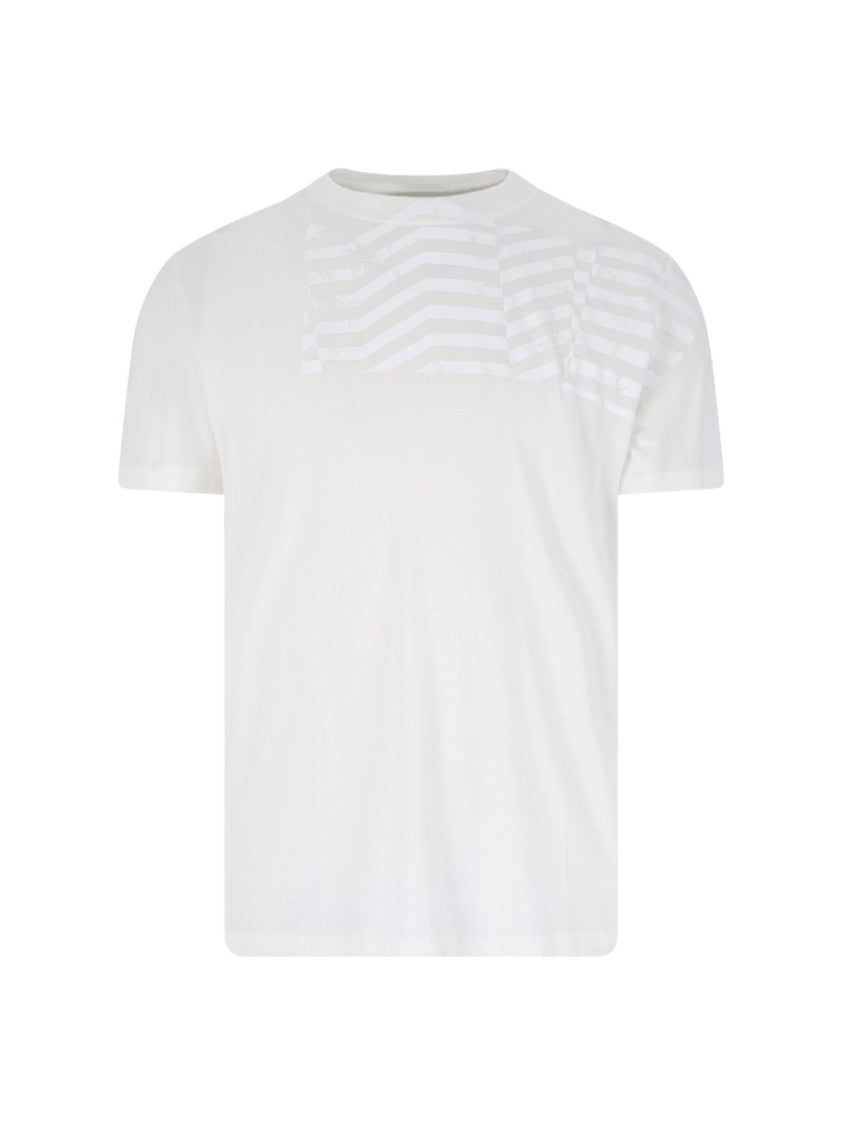 Golden Goose White Flag Lyocell Round Neck T-Shirt