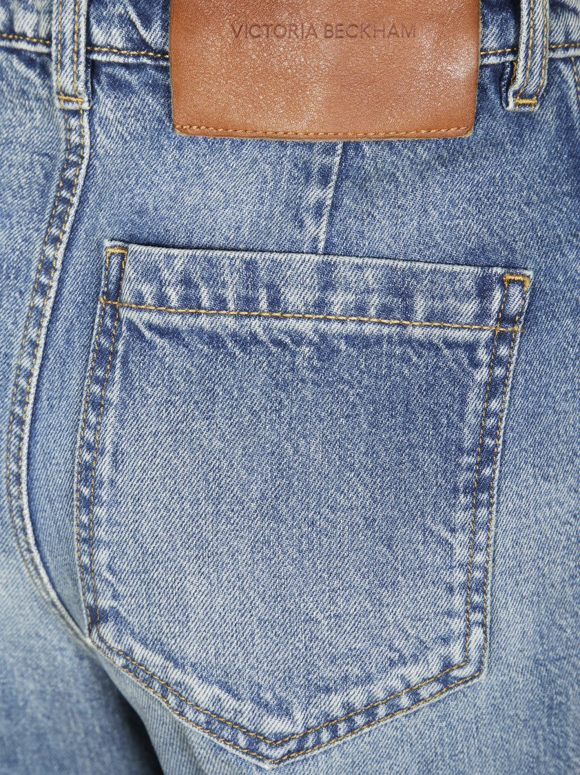 Victoria Beckham High-Waisted Straight Leg Denim Jeans With Minimalist Design