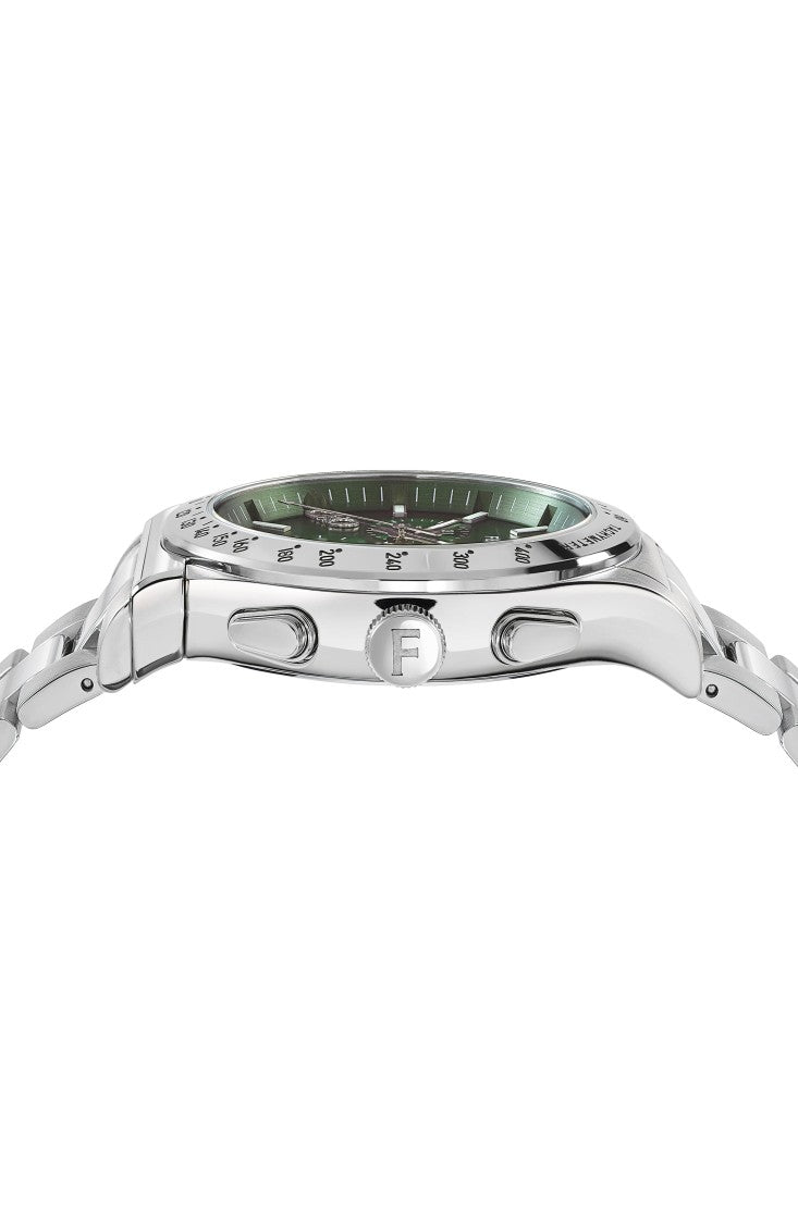 Ferragamo 1927 Chrono Bracelet Watch With Green Sunray Dial