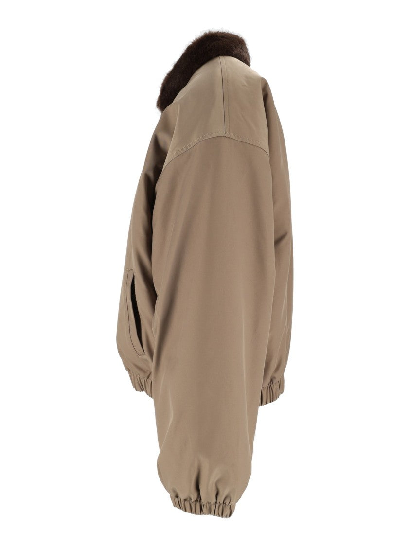 Eleh Mud Cropped Faux Fur Collar Jacket