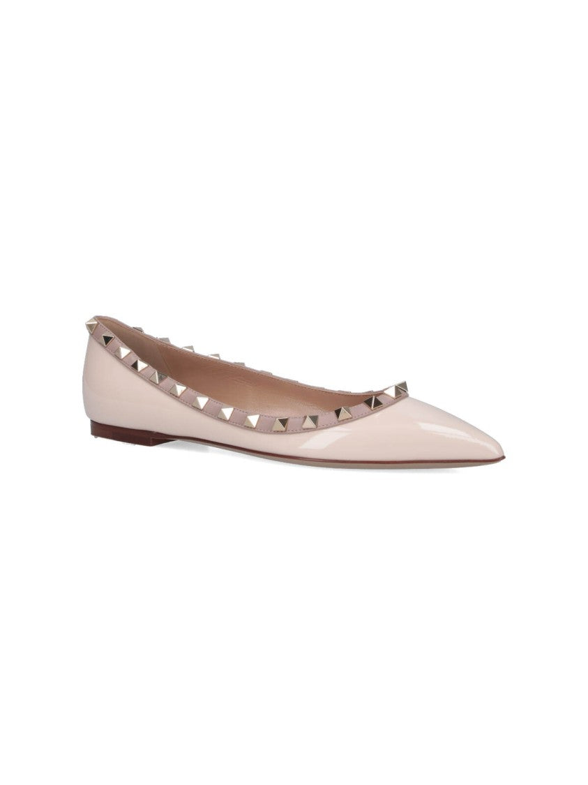 Valentino Garavani Pointed Toe Flats With Pyramid Stud Accents