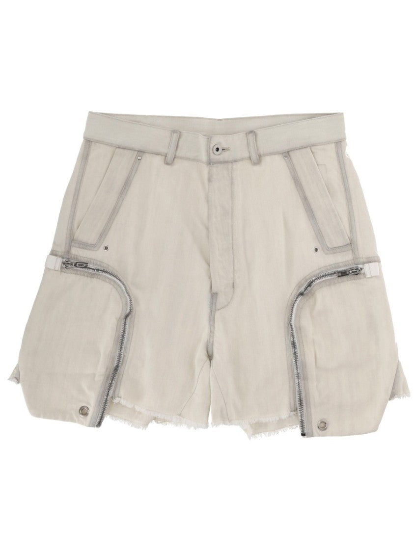 Drkshdw By Rick Owens Neutrals Bauhaus Oversized Zippered Cotton Shorts