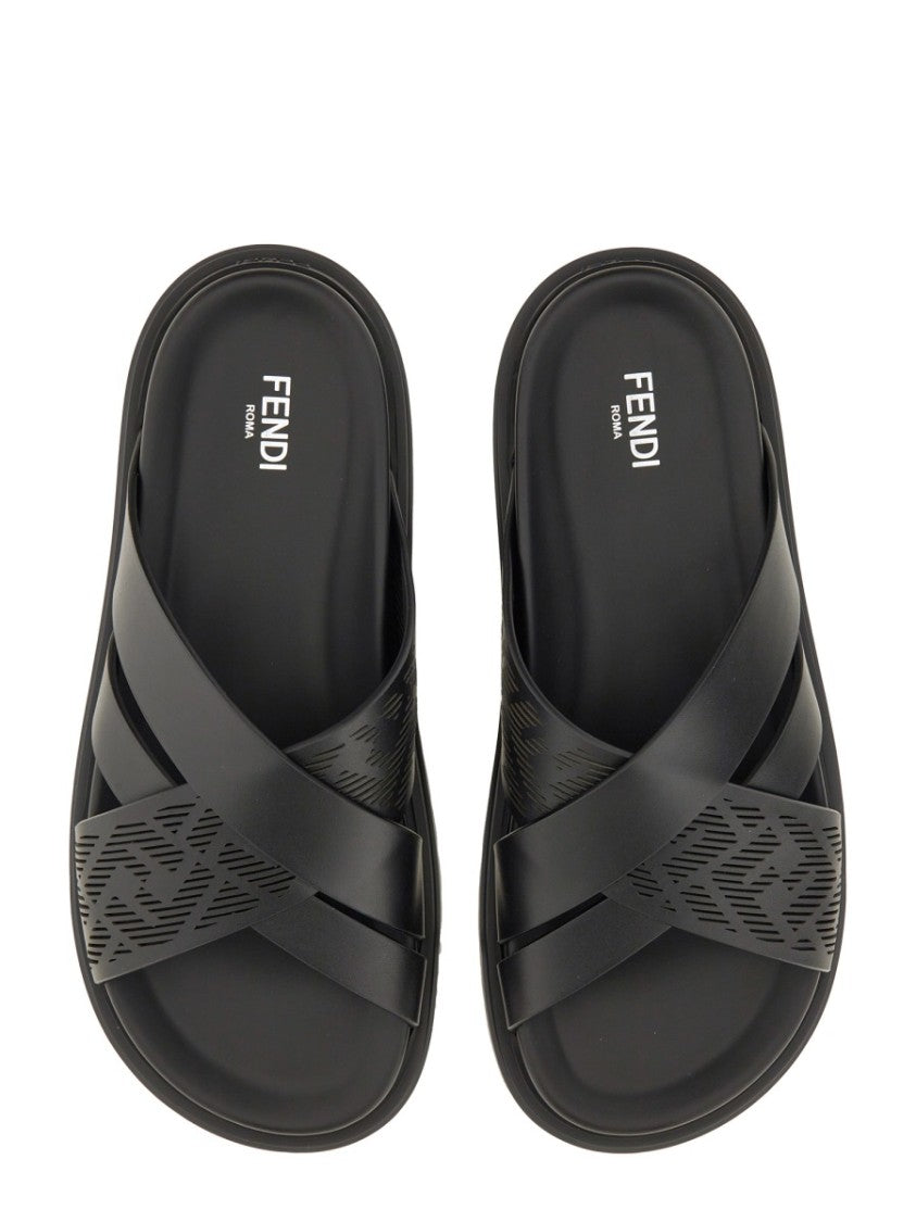 Fendi Black Slide Sandals